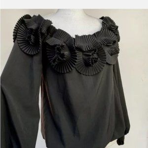 Bleautiful black bouse elastic arms at wrist and waist